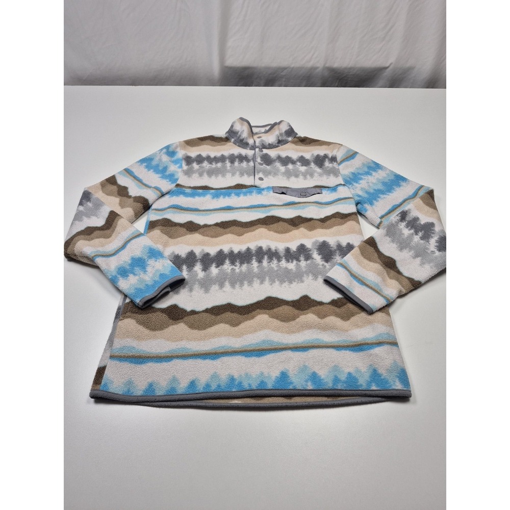 Cabin Fever By Ramatex Sherpa Fleece Snap Henley Mock Neck Pullover Mountains